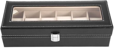 PU Leer/Hout Horloge Sieraden Ketting Ringen Opbergdoos Display Container Houder Lade Zippere Reizen Horloge Collector Case