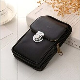 Pu Leer Mannen Taille Packs Casual Stijl Mobiele Telefoon Bag Taille Packs Riem Taille Pouch Voor mannen 2 Keuzes zwart
