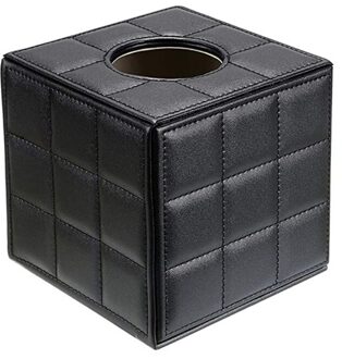 Pu Leer Tissue Box Holder, Vierkante Servet Houder Pompen Papier Case Dispenser, zwart