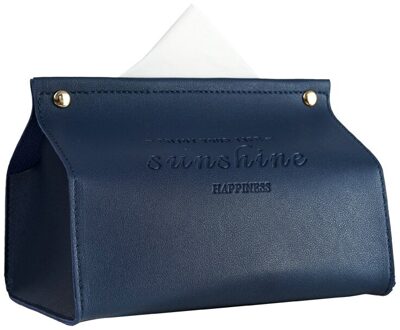 Pu Leer Tissue Case Box Eenvoudige Rechthoek Papier Houder Dispenser Desktop Storage Container Home Office Auto Accessoires blauw