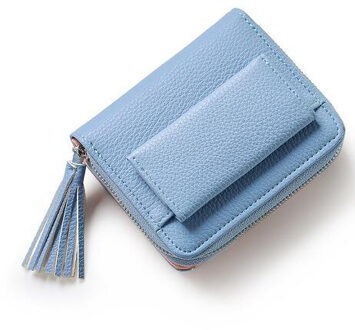 Pu Leer Vrouwen Portefeuilles Meisjes Kwastje Effen Kleur Litchi Patroon Korte Portemonnee Kleine Leuke Credit Kaarthouder Voor meisjes 563a