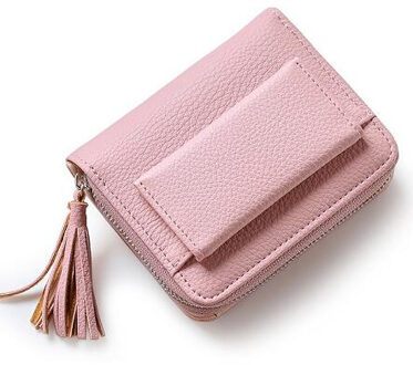 Pu Leer Vrouwen Portefeuilles Meisjes Kwastje Effen Kleur Litchi Patroon Korte Portemonnee Kleine Leuke Credit Kaarthouder Voor meisjes 563c