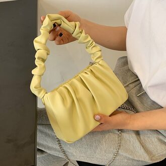 Pu Leer Vrouwen Schoudertas Mode Eenvoudige Handtas Kleine Cloud Crossbody Tas geel