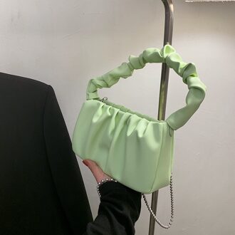 Pu Leer Vrouwen Schoudertas Mode Eenvoudige Handtas Kleine Cloud Crossbody Tas groen