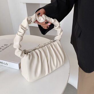 Pu Leer Vrouwen Schoudertas Mode Eenvoudige Handtas Kleine Cloud Crossbody Tas wit