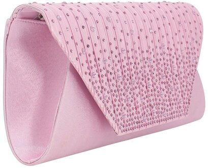 Pu Leer Vrouwen Schoudertas Vrouwelijke Portemonnee Diamanten Handtassen Meisje Mini Crossbody Tas Vintage Kleine Mini Flap Bolsos Roze