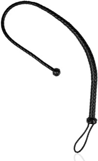 PU leren zweep met knoopdetail - Zwart