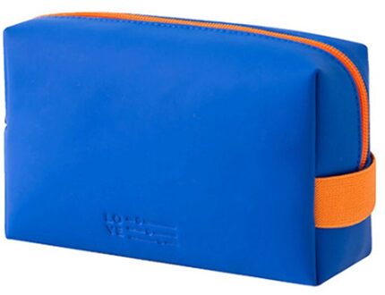 Pu Rits Cosmetische Tas Mode Vrouwelijke Reizen Make Pouch Draagbare Toilettas Opbergtas Snoep Kleur Waterdichte Tote Pocket Blauw