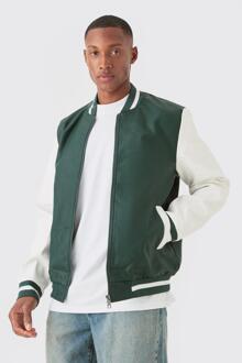 Pu Varsity Jacket, Green - M