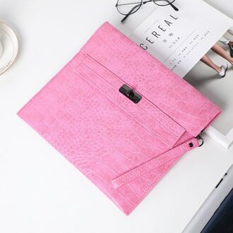 Pu Waterdichte Notebook Tas Draagbare Documenten Ipad Liner Pouch Office Business Opslag Handtas Briefpapier Organiseren Accessoires roze