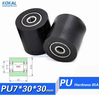 [PU0730-30RS] TPU PU polyurethaan 607RS kogellager assemblagelijn roller wiel 7*30*30mm OD 30mm PU katrol