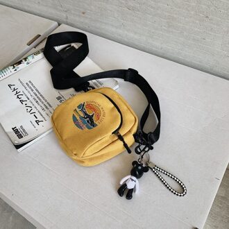 Pubgs Kleine Vrouwen Tas Canvas Handtassen Schouder Crossbody Tassen Voor Vrouwen Kinderen Leuke Cartoon Casual Student Schooltas geel