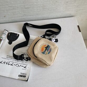 Pubgs Kleine Vrouwen Tas Canvas Handtassen Schouder Crossbody Tassen Voor Vrouwen Kinderen Leuke Cartoon Casual Student Schooltas khaki