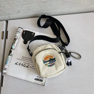 Pubgs Kleine Vrouwen Tas Canvas Handtassen Schouder Crossbody Tassen Voor Vrouwen Kinderen Leuke Cartoon Casual Student Schooltas wit