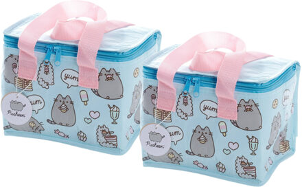 Puckator 2x Stuks Kleine lunch koeltas Pusheen de kat print 21 x 15 x 15 - 4,4 liter - Koeltas Multikleur