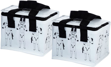 Puckator 2x Stuks Kleine lunch koeltas - Stormtrooper print - 21 x 16 x 14 cm - 4,7 liter - Koeltas Multikleur