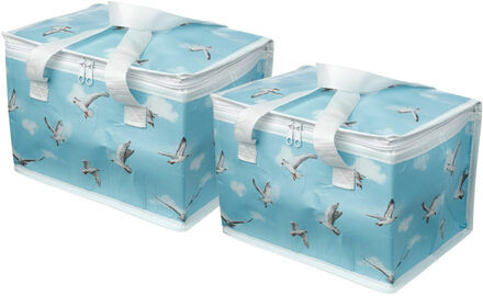 Puckator 2x Stuks Kleine lunch koeltas Zeemeeuw print 20 x 29 x 20 - 11.6 liter