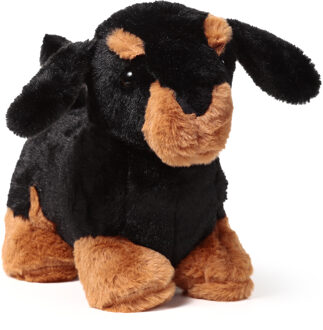 Puckator Deurstopper Teckel hond - 1.2 kg - zwart/bruin - knuffeldier - H22 cm - deurstop