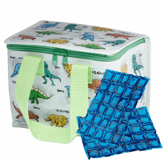 Puckator Kleine lunch koeltas met 2x flexibel koelelement - Dinosaurus print - 4,4 liter - Koeltas Multikleur