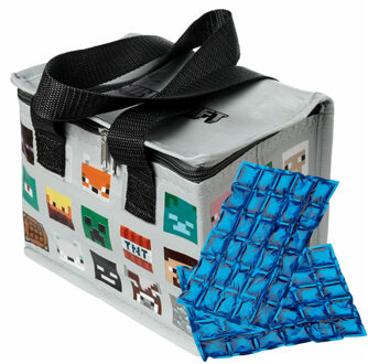 Puckator Kleine lunch koeltas met 2x flexibel koelelement - Minecraft print - 4,4 liter