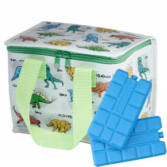 Puckator Kleine lunch koeltas met 2x koelelement - Dinosaurus print - 4,4 liter - Koeltas Multikleur