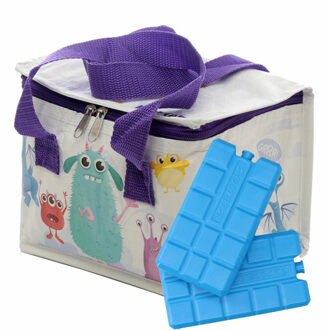 Puckator Kleine lunch koeltas met 2x koelelement - Monstarz print - 4,7 liter - Koeltas Multikleur