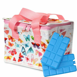Puckator Kleine lunch koeltas met 2x koelelement - Vlinder print - 4,4 liter
