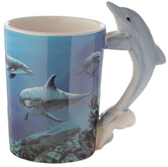 Puckator Koffiemok Dolfijn - met ornament - 280 ML - drinkbeker - dieren thema