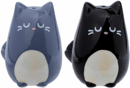 Puckator Peper en zout stel - katten/poezen - keramiek - cadeau setje Grijs