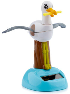 Puckator Solar bewegend figuur/beestje - Zeemeeuw - bewegende vleugels - blauw - kunststof - 10 cm