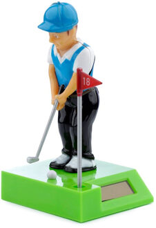 Puckator Solar bewegend figuur - Golfer - groen - kunststof - 12 cm - golfpresentje - golf gadget