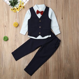 Pudcoco 1-7T 4 Stuks Kinderen Baby Boy Heren Pakken Kid Baby Boy Formele Tuxedo Suit Shirt Vest tie Broek Formele Outfit Kleding 5