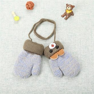 PUDCOCO Kinderen Baby Meisje Jongen Leuke Cartoon Beer Oren Handschoenen Herfst Winter Dikke Vinger Wanten Met Lanyard 0-3Y