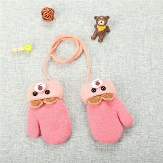 PUDCOCO Kinderen Baby Meisje Jongen Leuke Cartoon Beer Oren Handschoenen Herfst Winter Dikke Vinger Wanten Met Lanyard 0-3Y