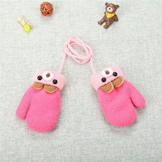 PUDCOCO Kinderen Baby Meisje Jongen Leuke Cartoon Beer Oren Handschoenen Herfst Winter Dikke Vinger Wanten Met Lanyard 0-3Y