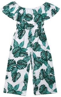 Pudcoco Zomer Peuter Kids Baby Meisje Strap Off Shoulder Romper Jumpsuit Harembroek Broek Bladeren Overall Kleding Outfit 6