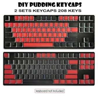 Pudding Keycaps Double Shot Backlit 104 Keycaps Set Met Puller Compatibel Met Cherry Mx Mechanische Toetsenbord Black & Red reeks