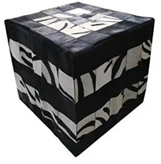 Puff stool lined with cow skin 45x45 cm