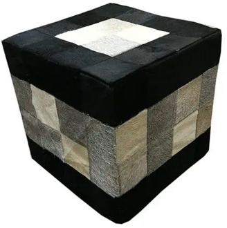 Puff stool lined with cowhide measures 45x45x45 cm