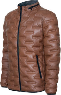 Puffer-gewatteerd leren bomberjack voor heren - Recife Bruin - 3XL