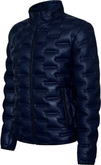 Puffer-gewatteerd leren bomberjack voor heren - Recife Navy - 3XL