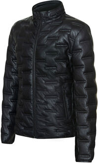 Puffer-gewatteerd leren bomberjack voor heren - Recife Zwart - 4XL