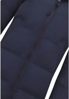 Puffer jacket lang getailleerd - maat M Blauw