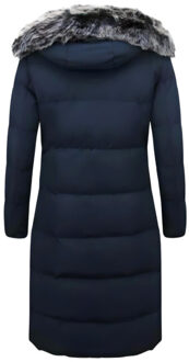 Puffer jas lang met capuchon Blauw - XS