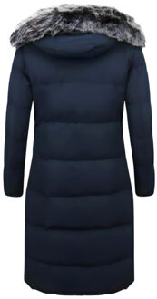 Puffer jas lang met capuchon - maat M Blauw