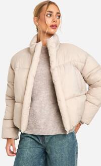 Pufferjas Met Trechterkraag, Stone - 44