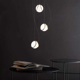 Pug hanglamp 3-lamps IGBT gesatineerd messing, gesatineerd