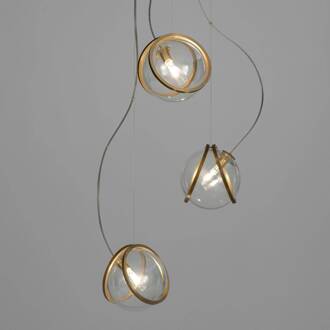 Pug hanglamp 3-lamps IGBT transparant messing, transparant