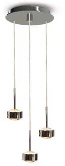 Puk Drop Trio hanglamp, mat chroom, 3-lamps G9