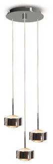 Puk Maxx Drop Trio hanglamp, mat chroom, 3-lamps G9